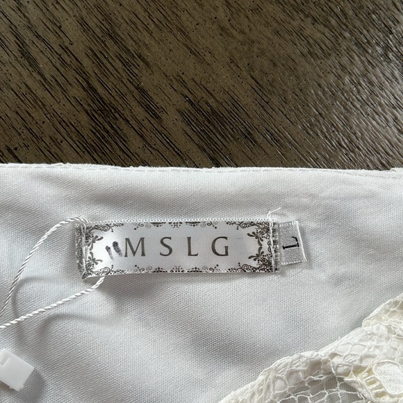 NWT feminine bridal graduation White lace overlay short sleeve mini dress sz L - Picture 8 of 11